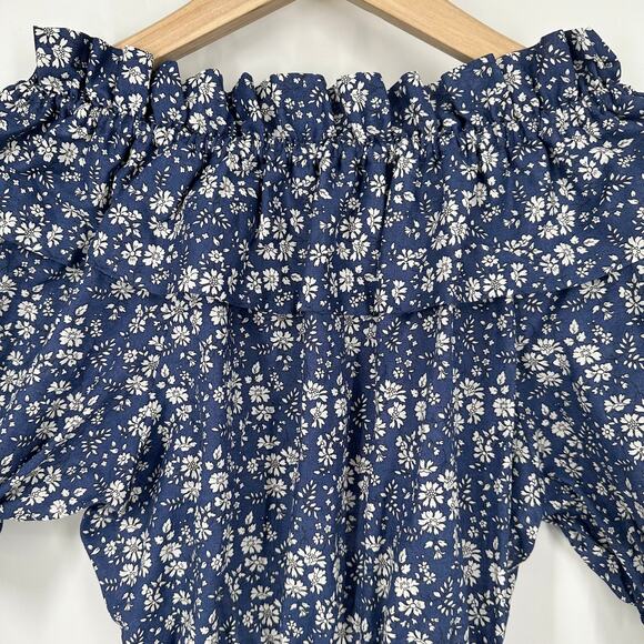 The Vampire’s Wife The Mob Blouse Floral Off The Shoulder Capel Linen Ruffle Top - Picture 6 of 13